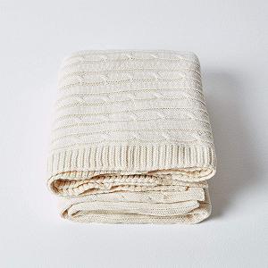 Плед Homescapes Cable Knit Натуральный 130 x 170 см synthetic.ua - Фото 1