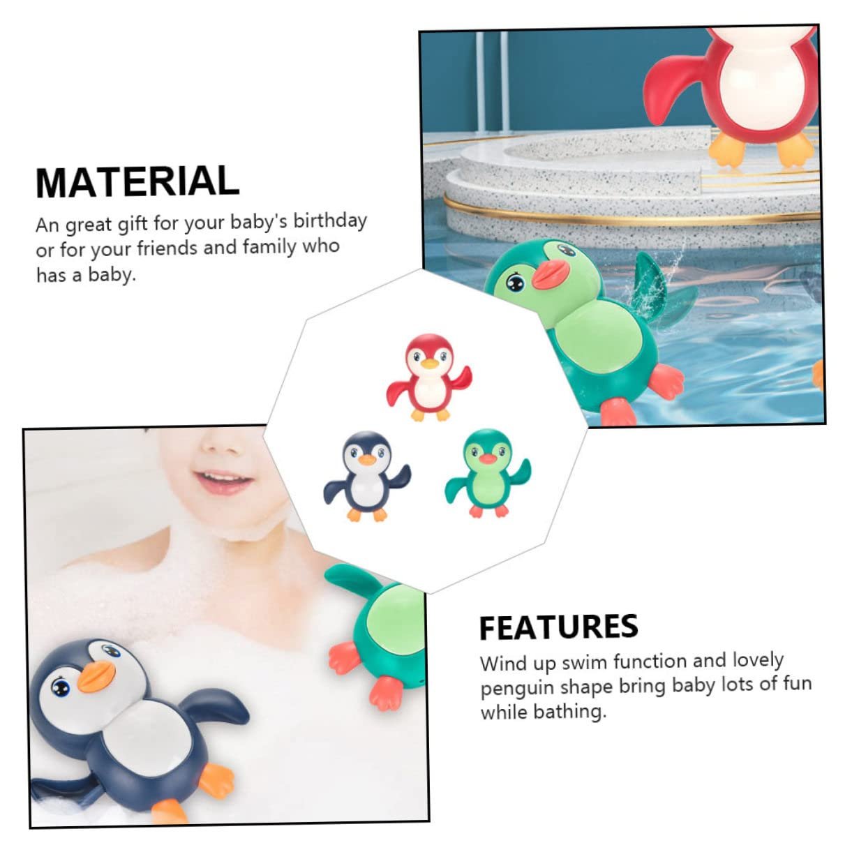 Игрушка для ванной Penguin, 3 шт., фото №5