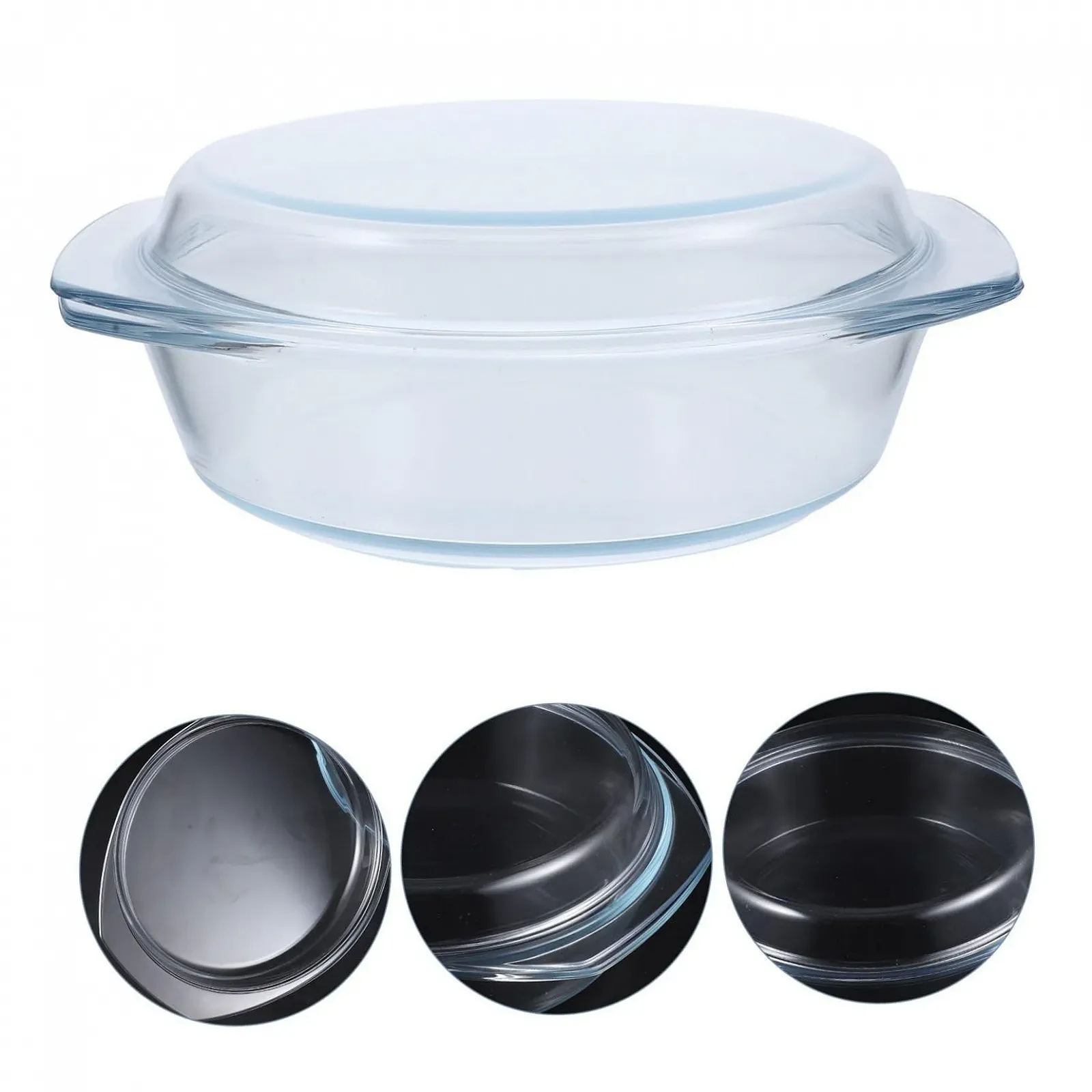 Форма для запекания с крышкой стеклянная термостойкая с ручками, фото №3