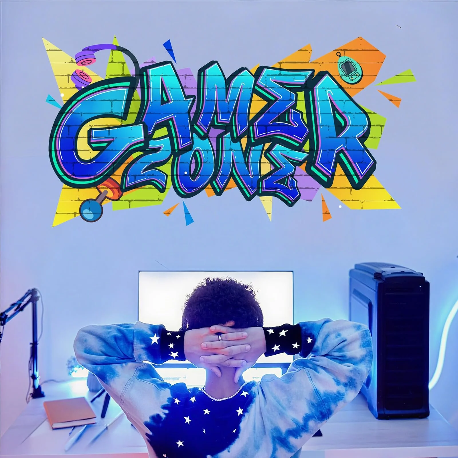 Наклейка на стіну KAIRNE 3D Gamer Zone 95 x 50 см Кольорова, фото №7