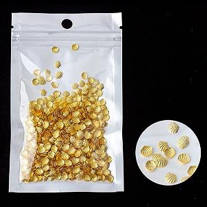 Паковання з 1000 золотистих прикрас для нігтів, 5 мм, підвіски у формі мушель - Фото 1
