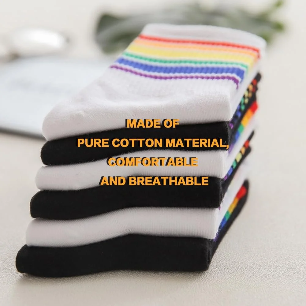 Носки Rainbow Pride, 2 пары, спортивные носки CSD, ЛГБТК аксессуары унисекс, подарки Rainbow, Gay Pride, белые, для мужчин и женщин, фото №4