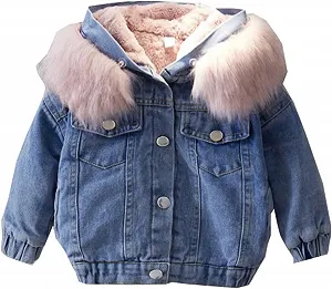 Зимняя куртка для мальчиков Флисовая Теплая Джинсовая Куртка для Малышей 134 - Фото 1
