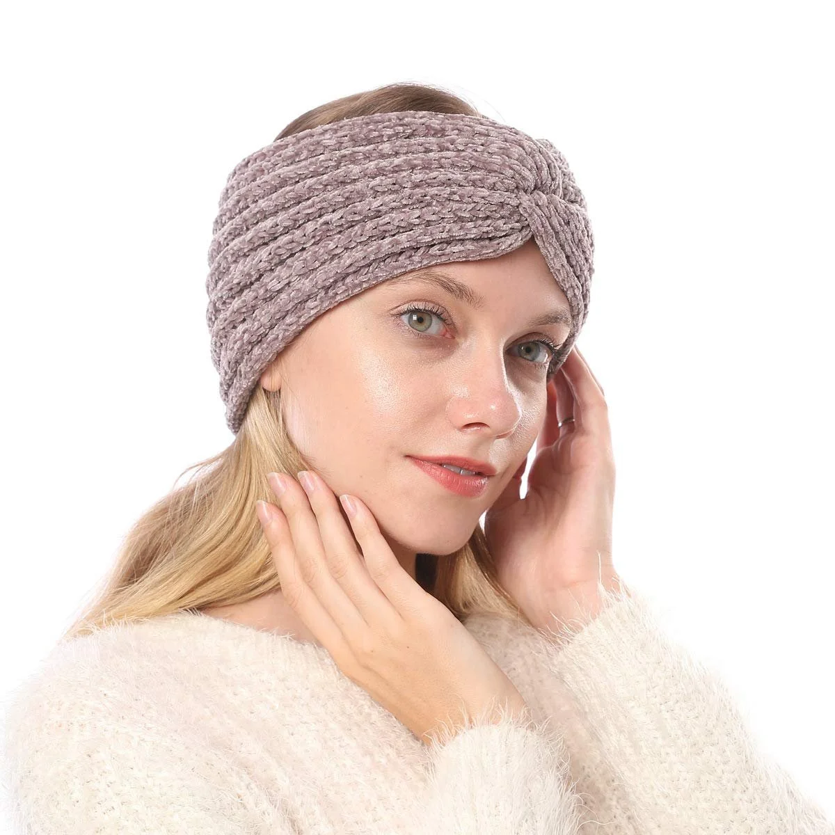 Пов'язка на голову В'язана Axy HBW3 З вузлом Коричнева, фото №3