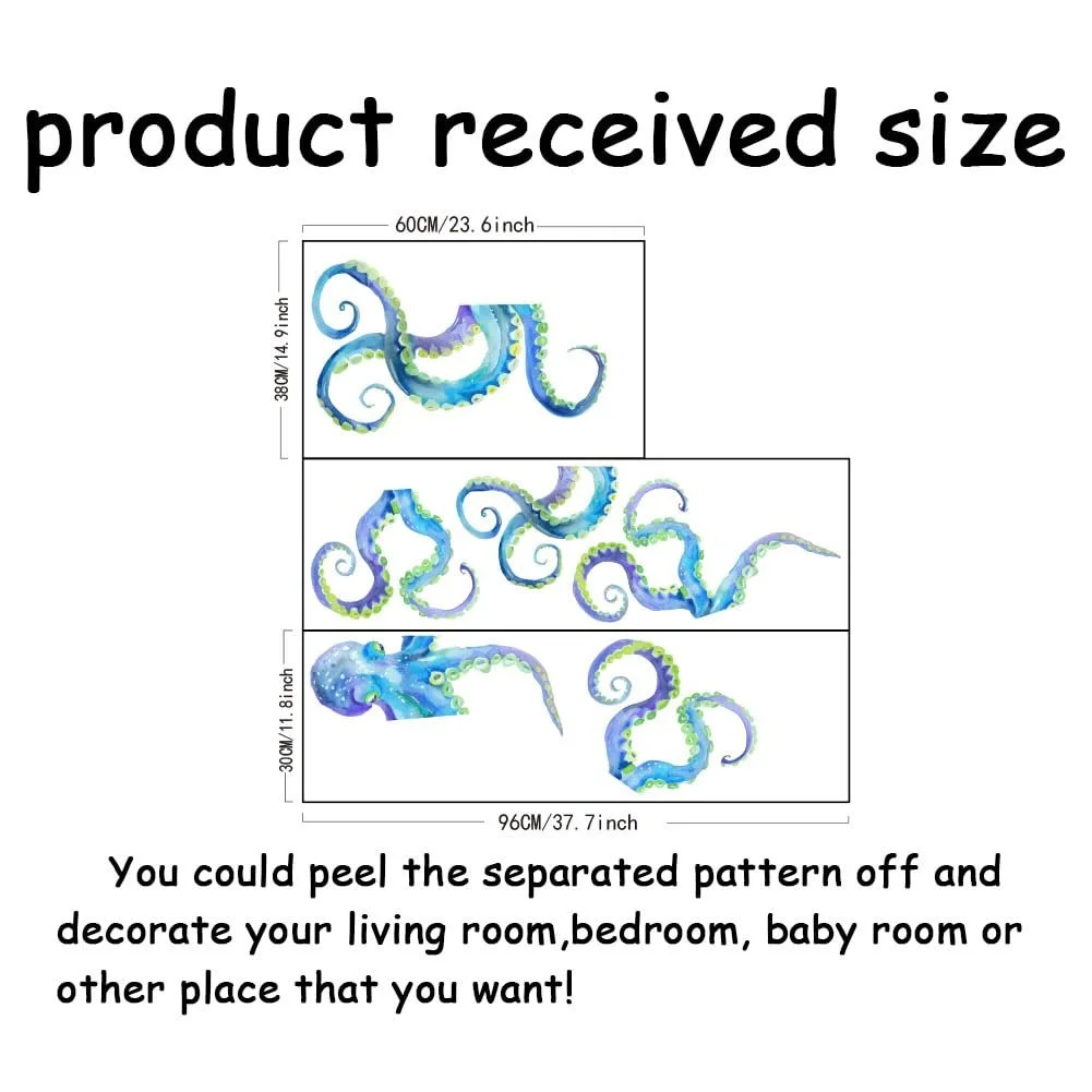 Наклейка на стіну SUPERDANT Teal Octopus Вінілова самоклеюча Бірюзовий, фото №2