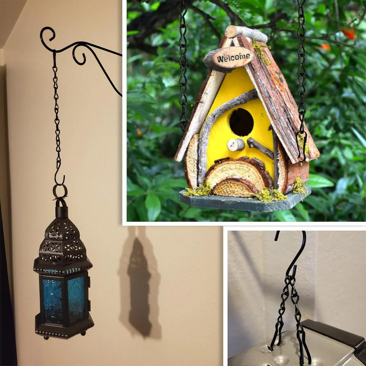 Цепи для подвешивания растений набор 20 шт. 24 см металлические поворотные Black, фото №7