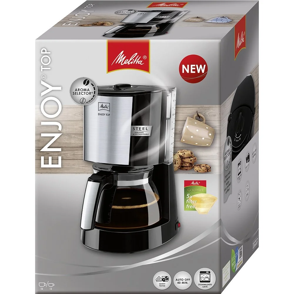 Капельная кофеварка Melitta Enjoy Top 1017-04 со стеклянным кувшином и AromaSelector 1.2 л Черная, фото №7