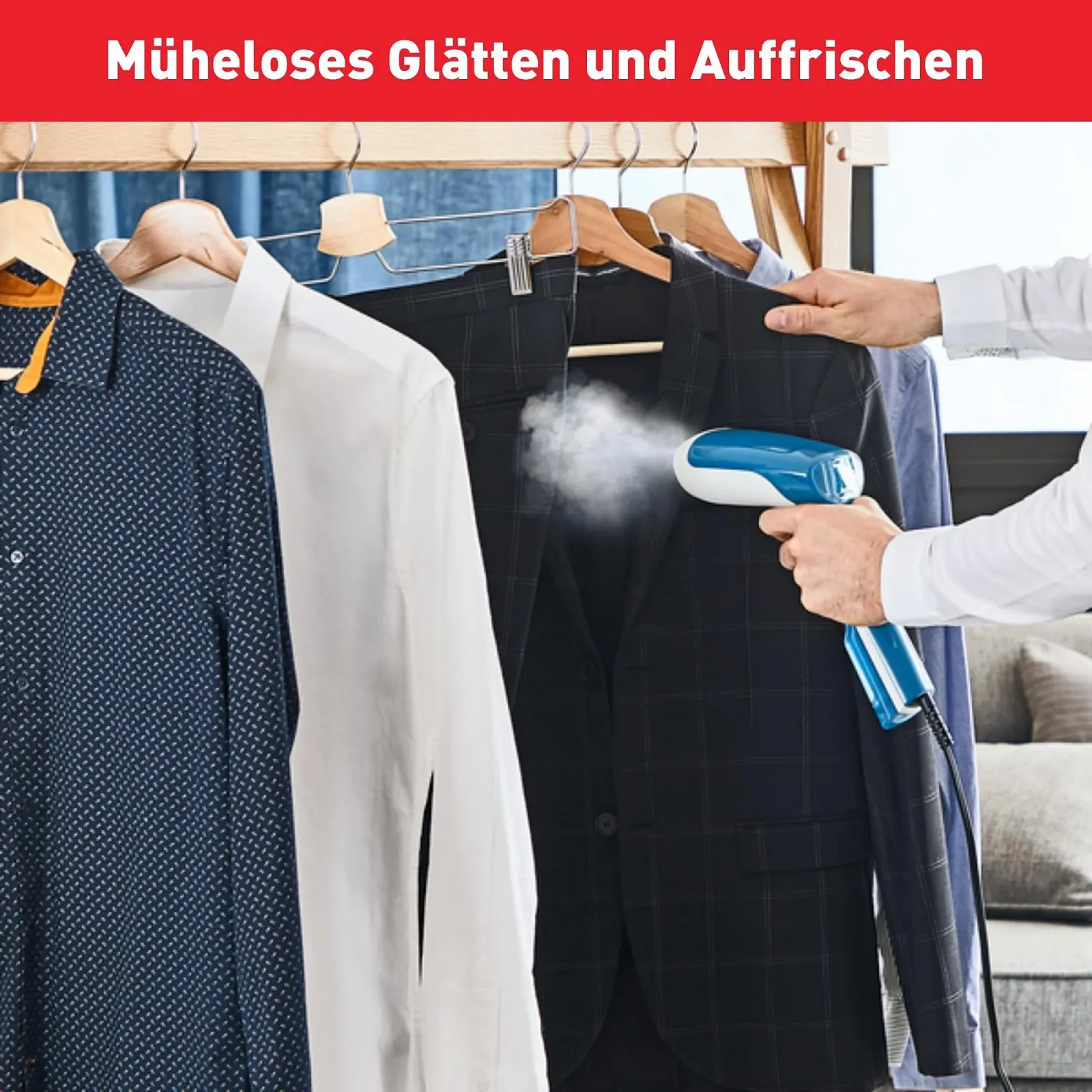 Вертикальный отпариватель Tefal Access Steam First DT6131 1300W 20г/мин Бело-голубой, фото №3