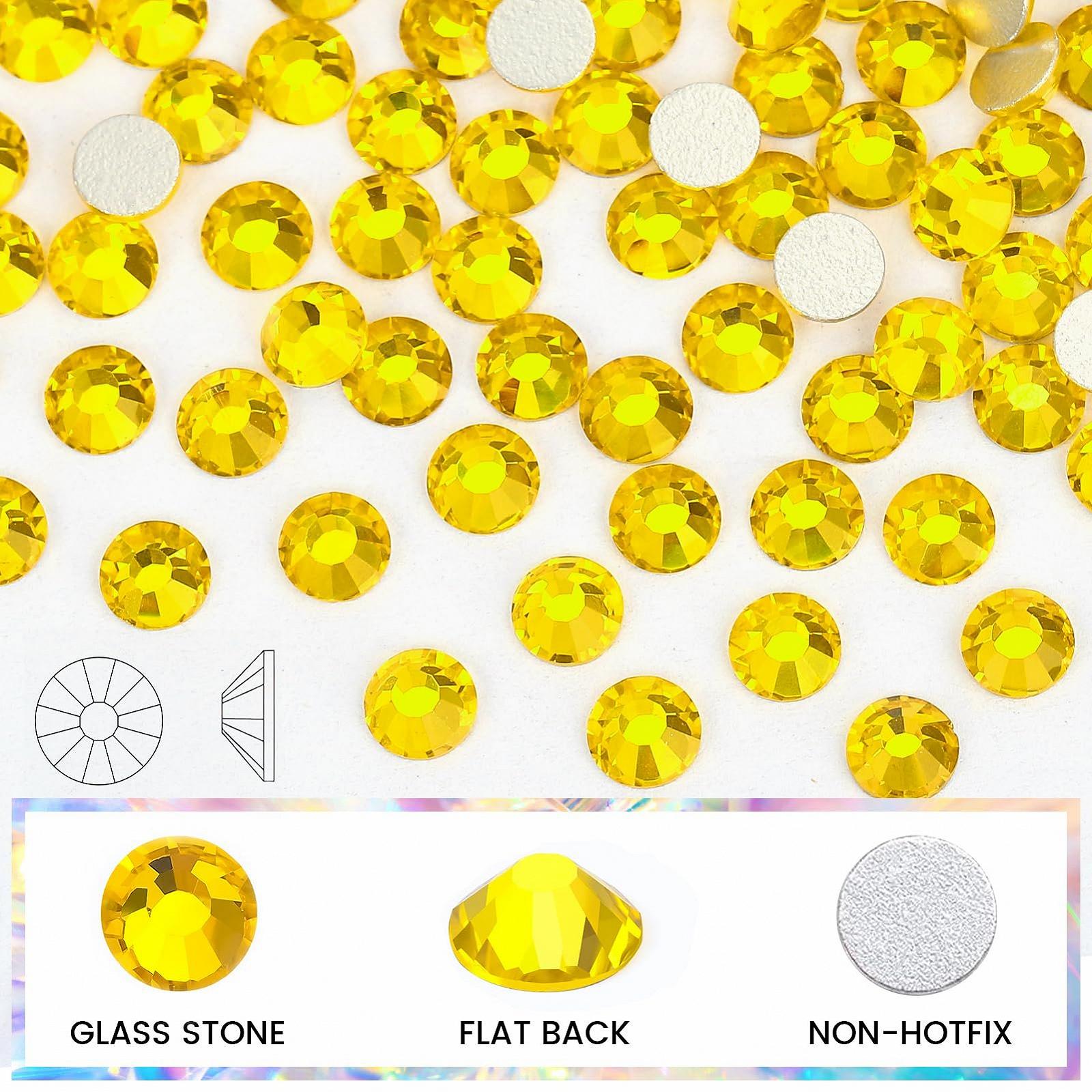 Стрази Novani Crystal, плоскі, 1440 шт, скляні, для одягу, взуття, рукоділля, макіяжу, нейл-арту та DIY прикрас SS16, цитрин, фото №2