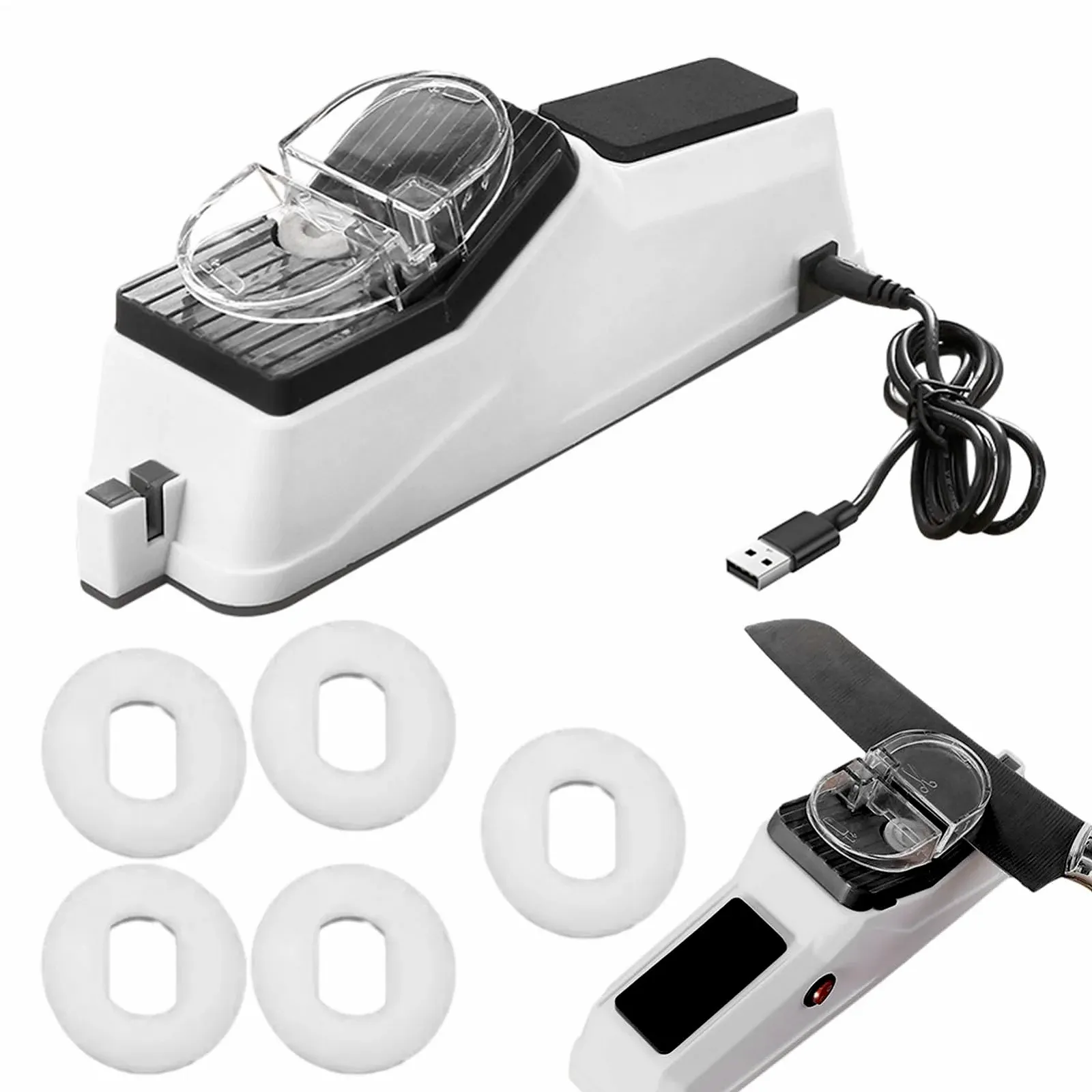 Точилка для кухонних ножів електрична Quick and Precise з керамічними жорнами White, фото №1