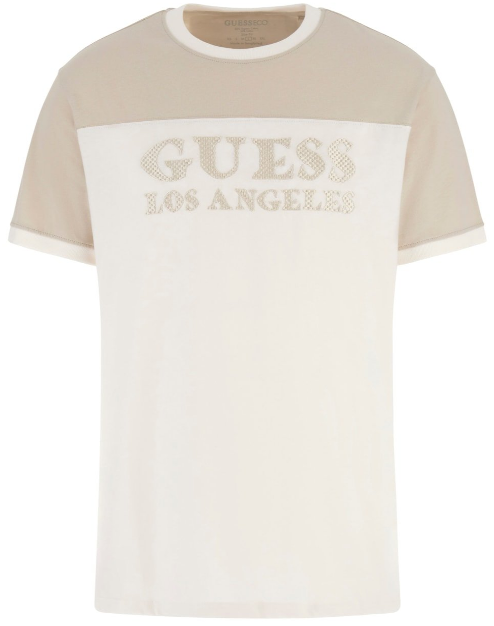 Мужская футболка GUESS JEANS / Бежево-белая / Размер L, фото №1