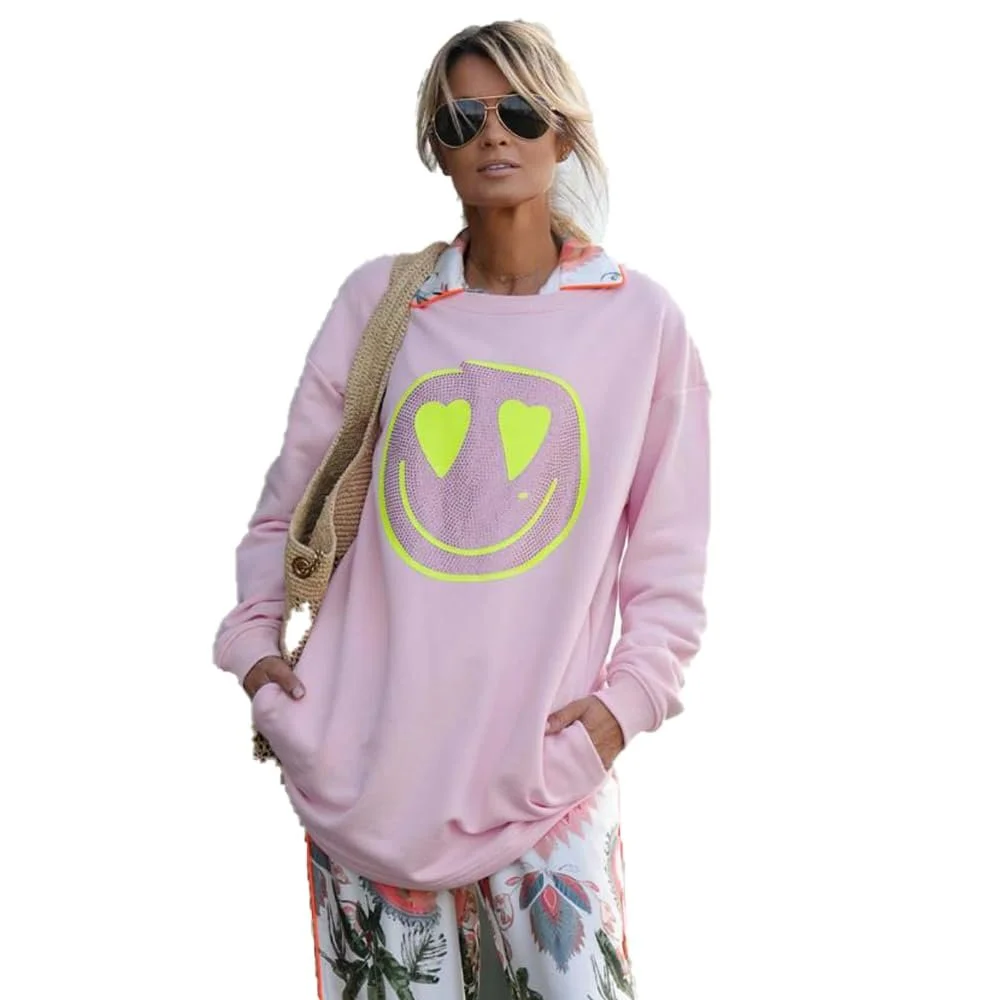 Жіноча Толстовка Miss Goodlife MG11785 Heartface Rhinestone, пильно-рожева, фото №1