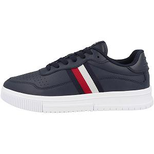 Кроссовки Tommy Hilfiger Supercup Low Кожаные с полосками - Фото 1