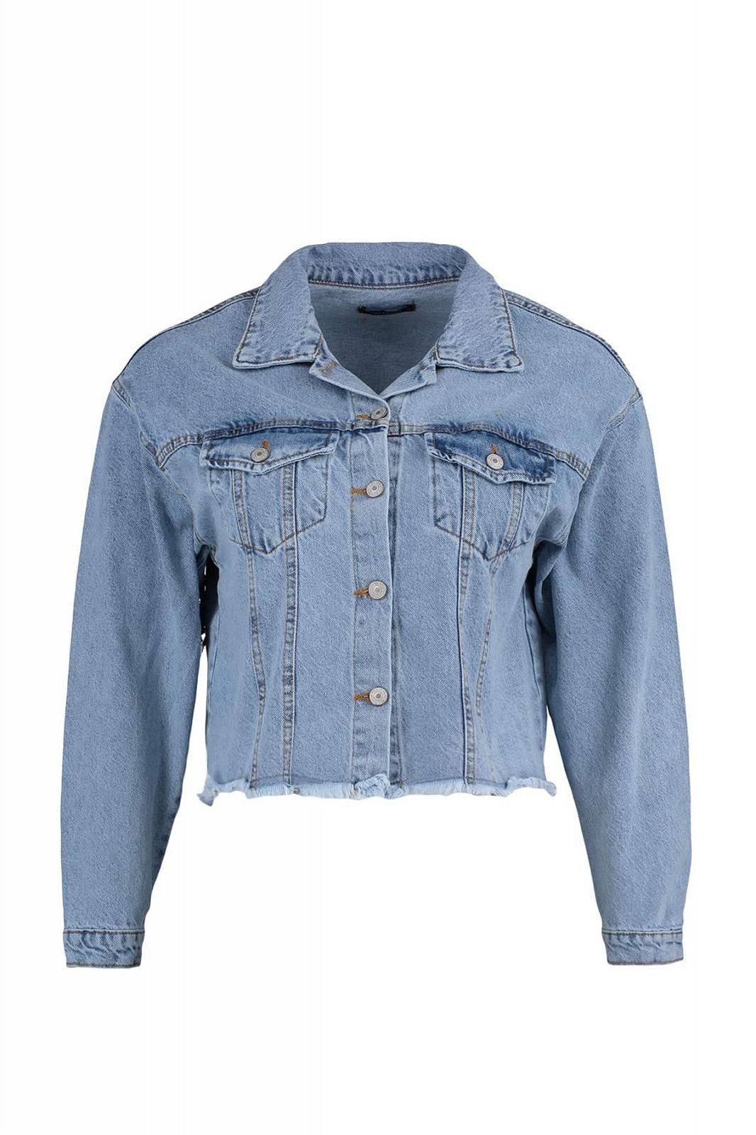 Джинсова куртка TRENDYOL Basic однотонна, фото №4 Джинсова куртка TRENDYOL Basic однотонна, фото №4