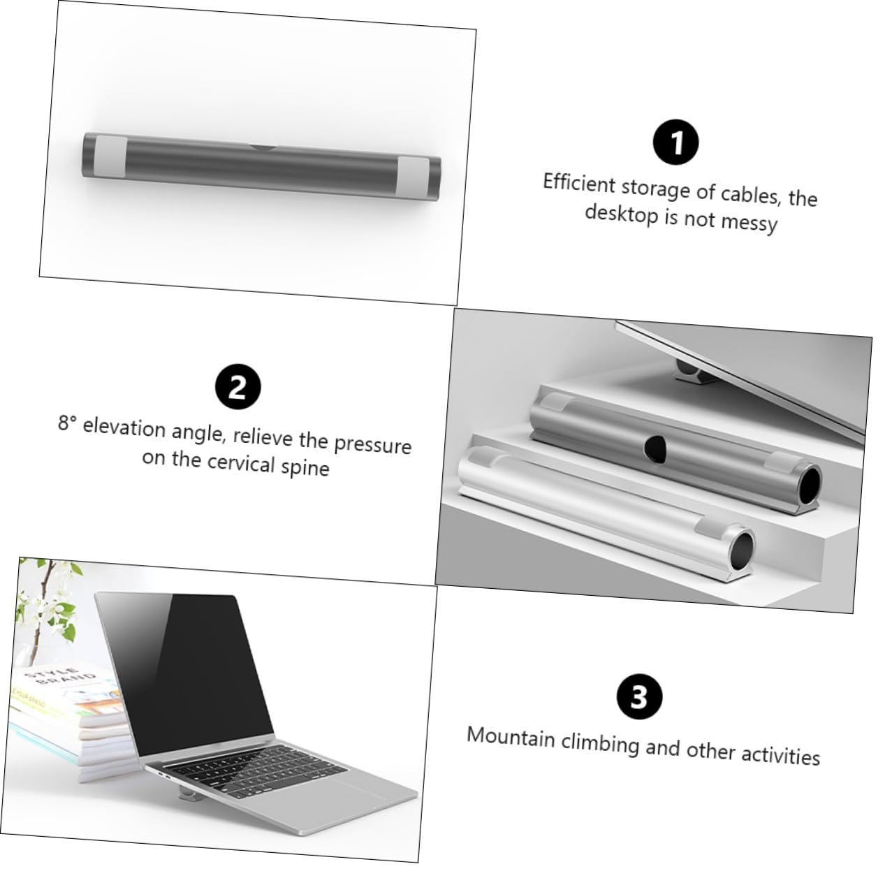 Підставка для ноутбука GALPADA з алюмінієвого сплаву для кращого охолодження та ергономіки з організацією кабелів, фото №6