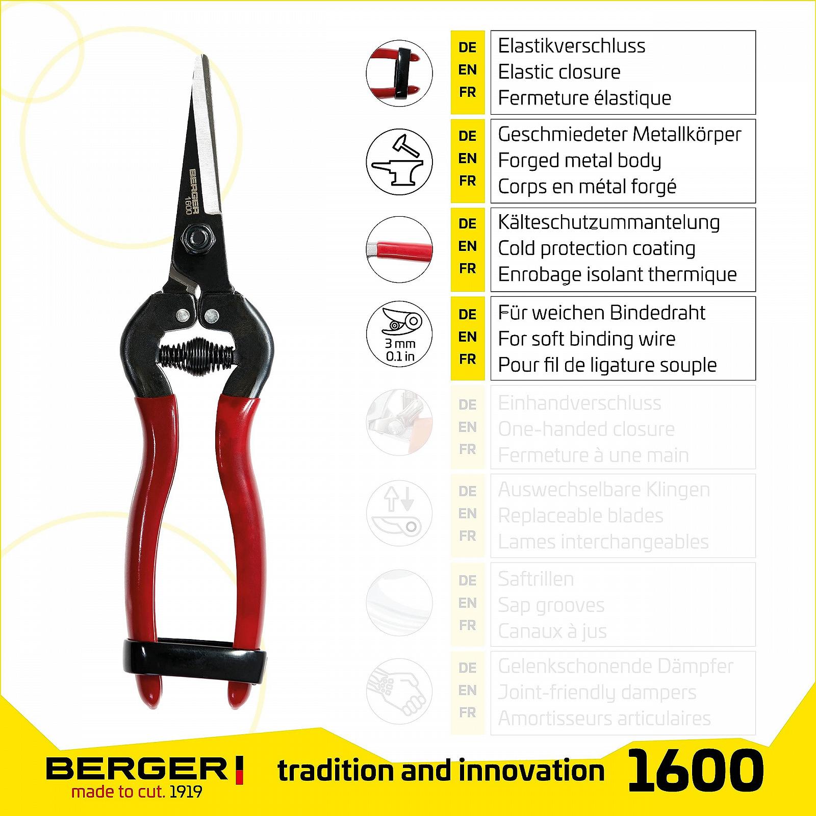 Ножницы Berger 1600 19x5x2 см Красный, фото №2 Ножницы Berger 1600 19x5x2 см Красный, фото №2