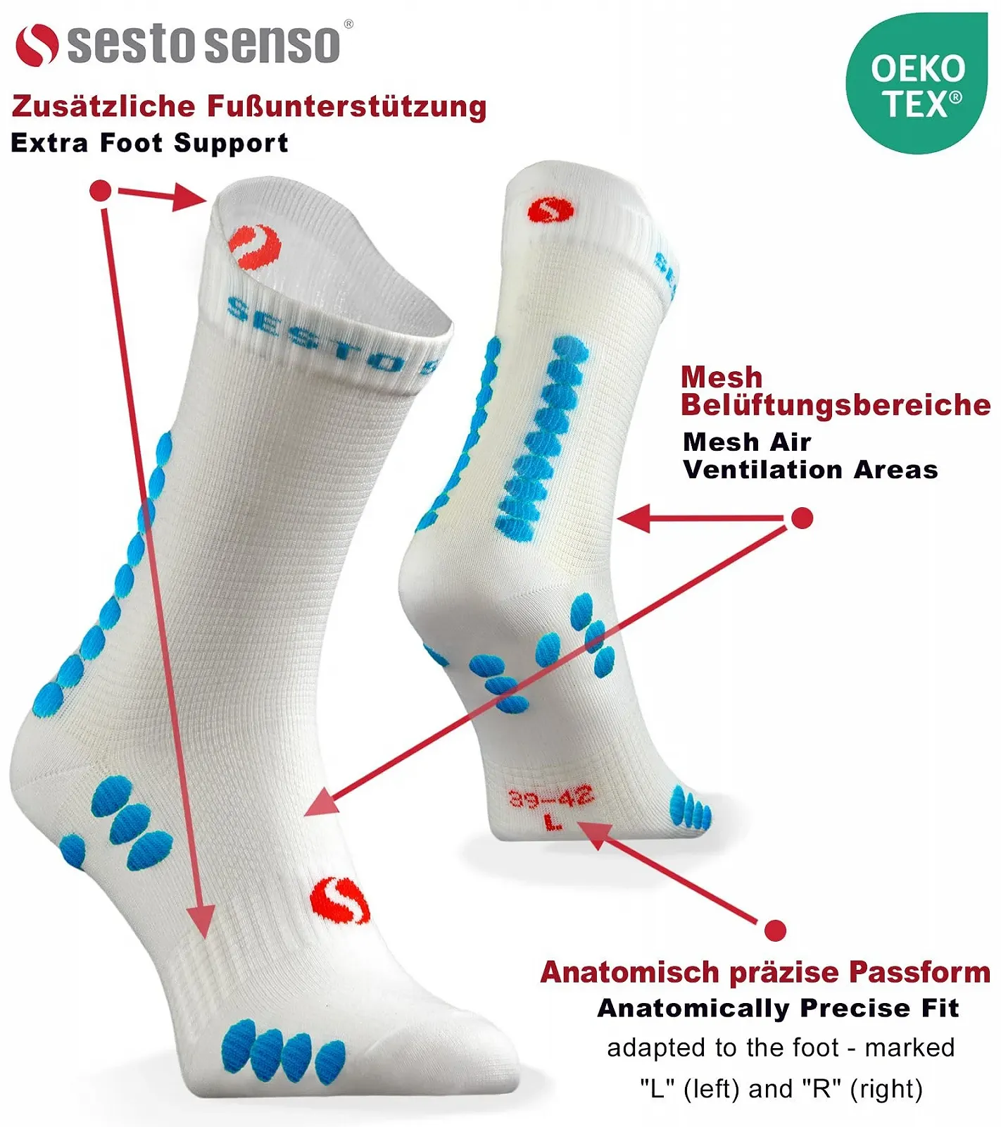 Спортивные носки Sesto Senso (3 пары) для мужчин и женщин, разноцветные, для бега, носки до икр, водоотталкивающие, фото №3