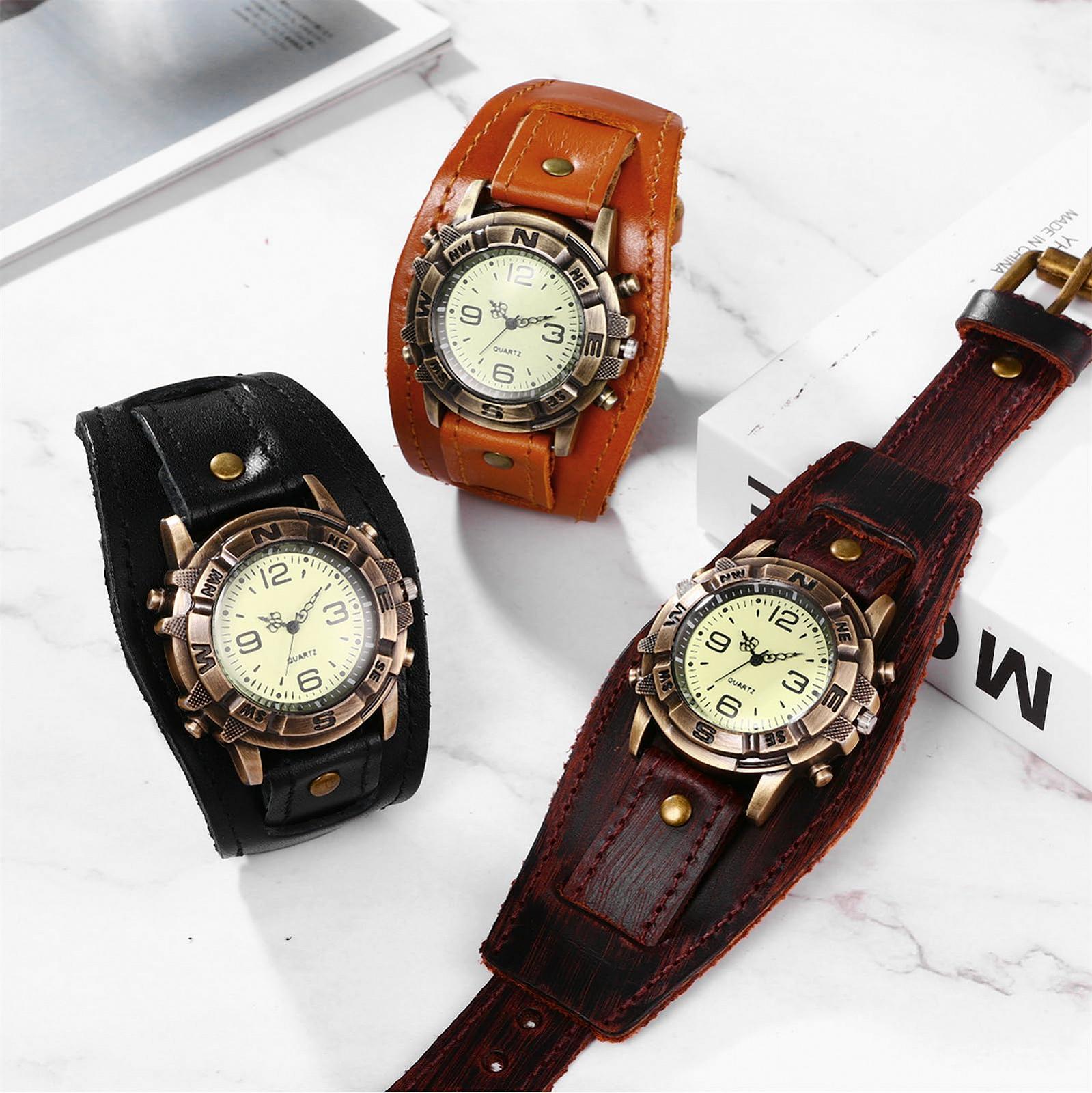 Часы JewelryWe Мужской Steampunk Retro Кварцевые Аналоговые Кожаный Черный, фото №6