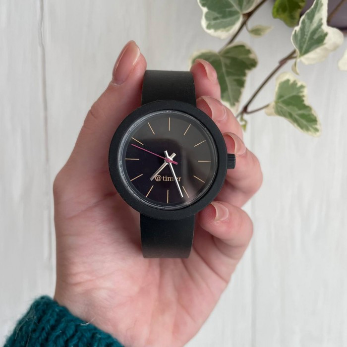 Женские силиконовые часы-конструктор actimer черный ремешок циферблат Metallic black, фото №1