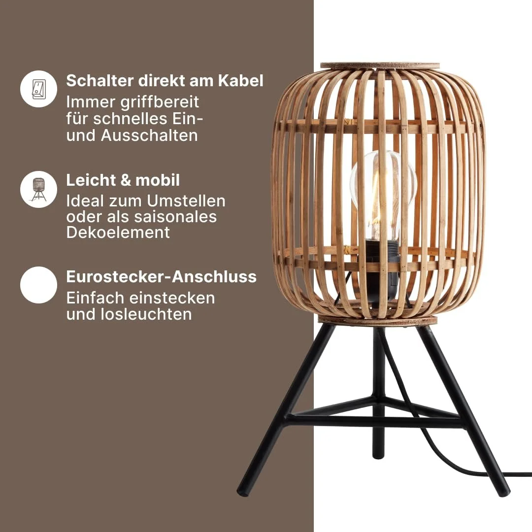 Настільна лампа BRILLIANT Woodrow 1x A60 E27 60 Вт Світло-коричневий, фото №3