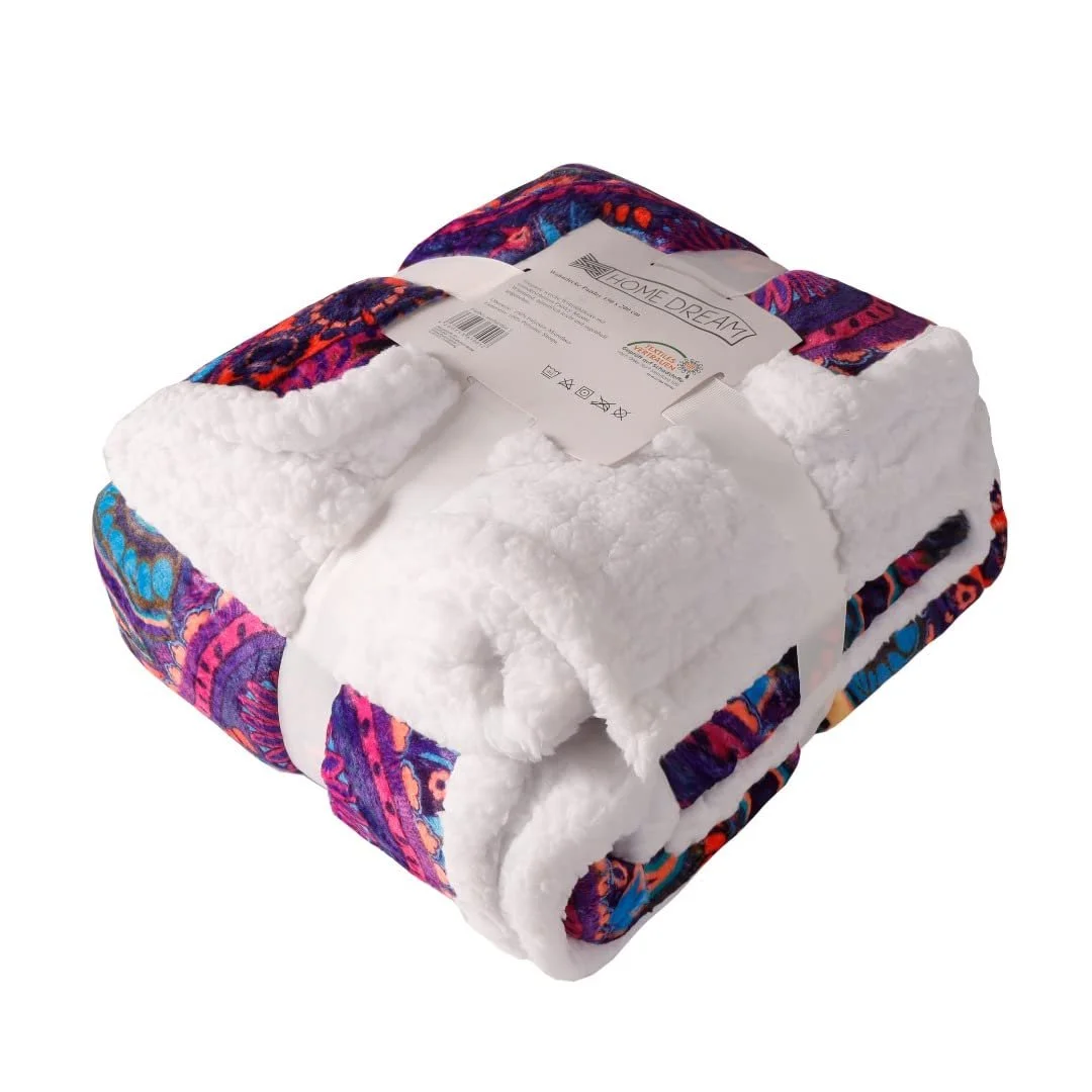 Ковер HOME DREAM Colourful Paisley, покрывало, одеяло для дивана, одеяло шерпа, 150 x 200 см (разноцветный 1), фото №7