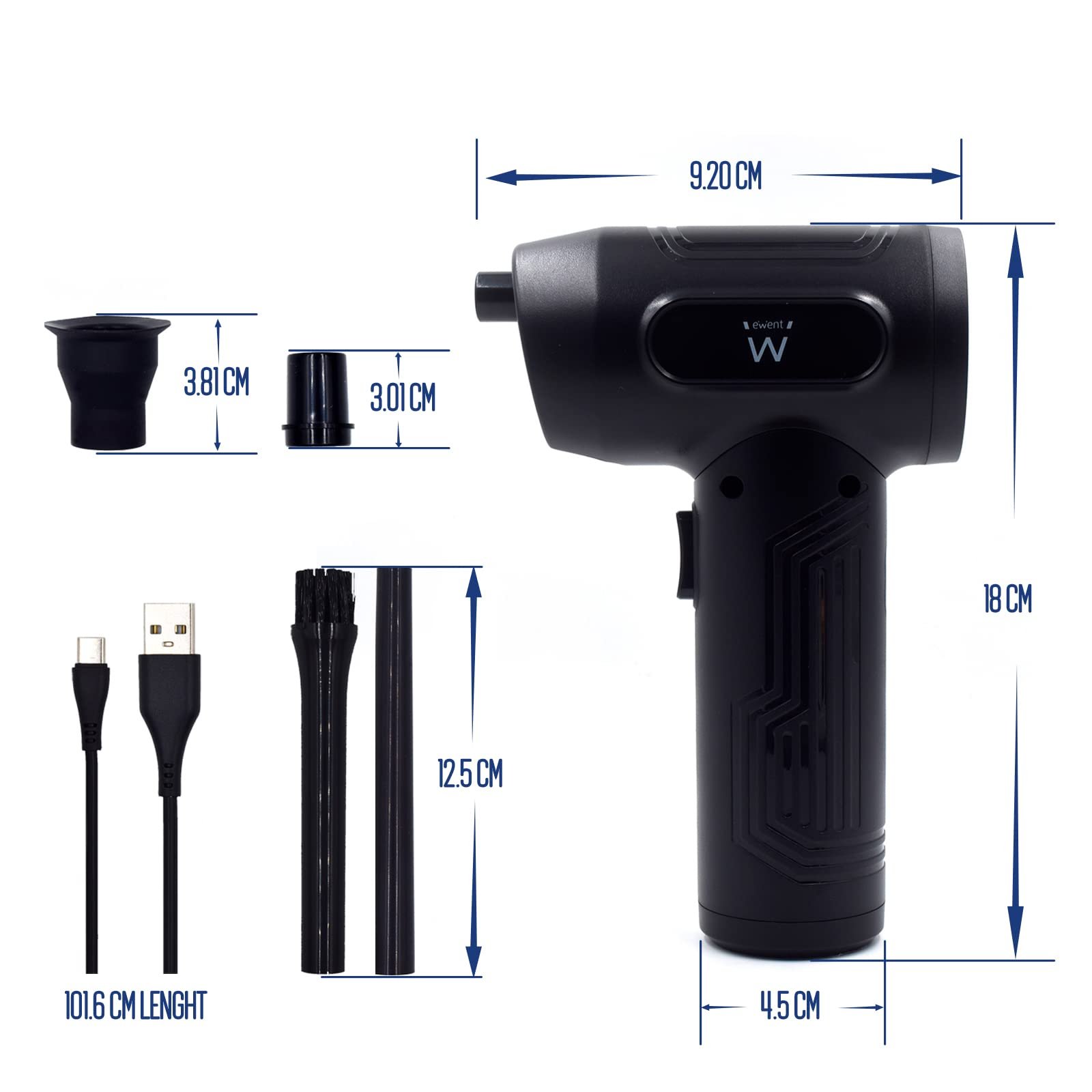 Акумуляторная воздуходувка Ewent EW5607 7500 mAh 60 W с функцией вакуума, фото №3