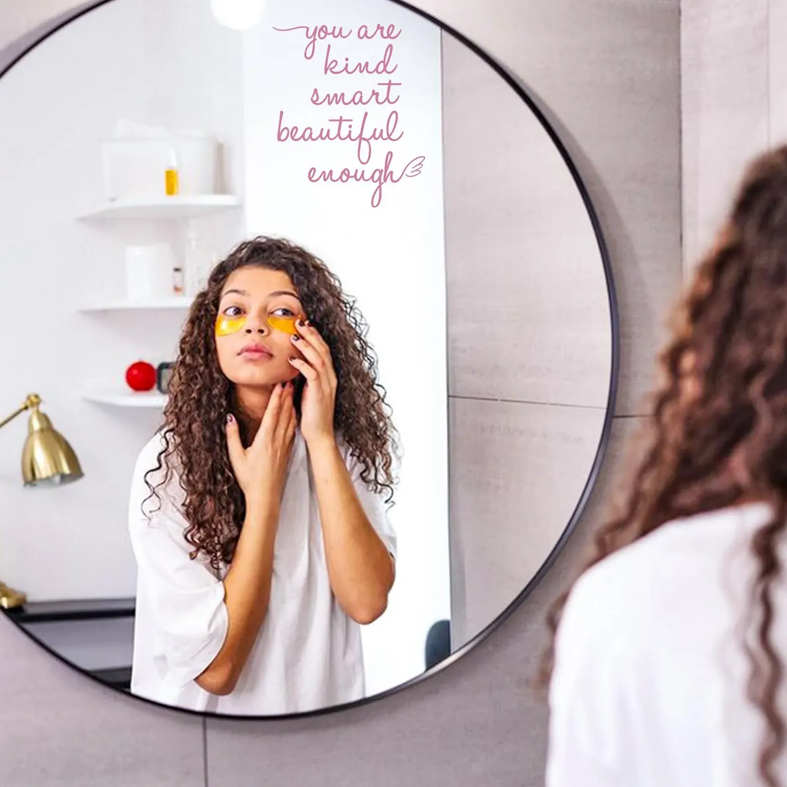 Наклейка на дзеркало You are Kind Smart Beautiful Enough Вінілова Рожевий, фото №3 Наклейка на дзеркало You are Kind Smart Beautiful Enough Вінілова Рожевий, фото №3