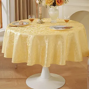 Скатертина meioro Round Damask Floral Yellow - Фото 1