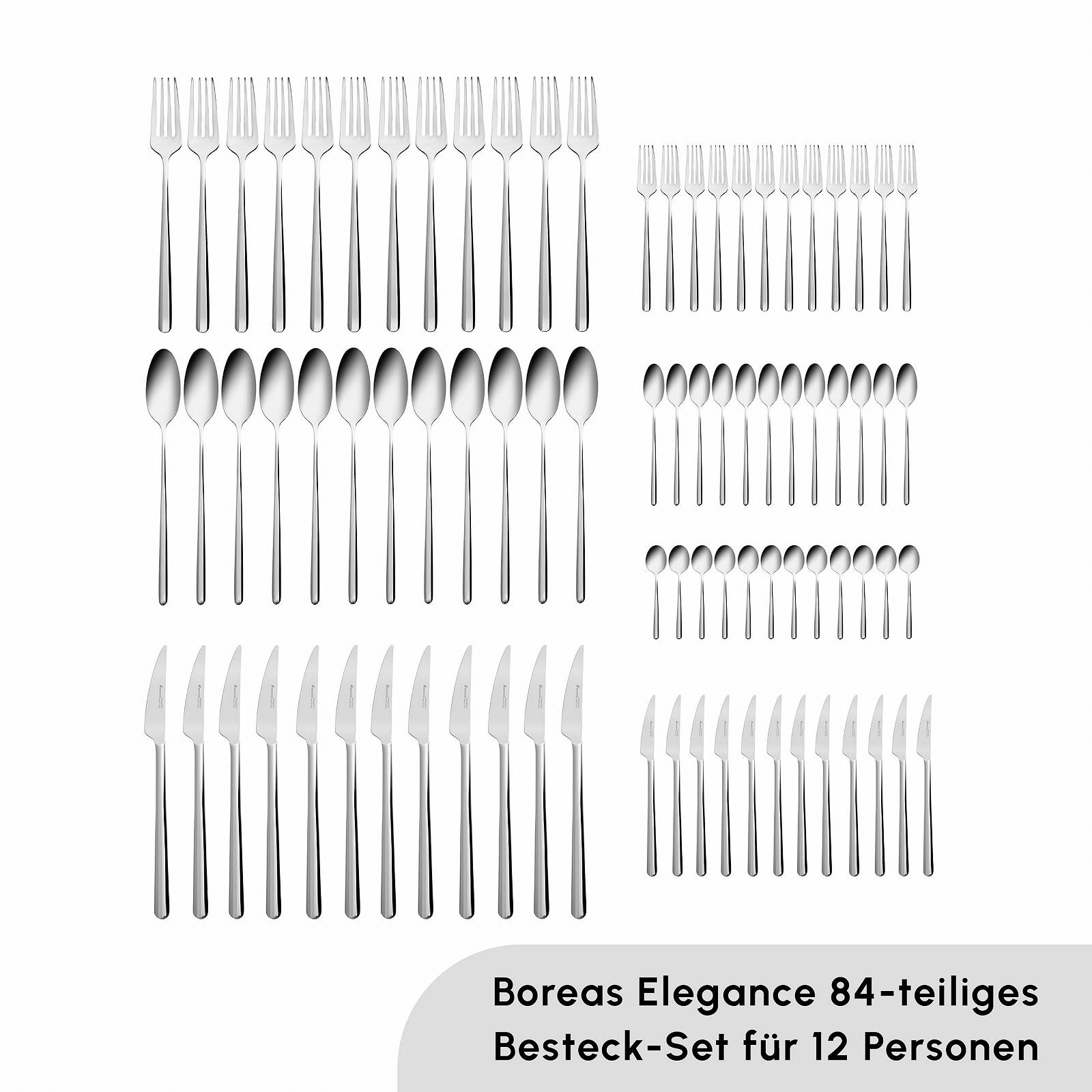 Набор столовых приборов Karaca Boreas 84 предмета, нержавеющая сталь 18/10, на 12 персон, серебряный, фото №2 Набор столовых приборов Karaca Boreas 84 предмета, нержавеющая сталь 18/10, на 12 персон, серебряный, фото №2