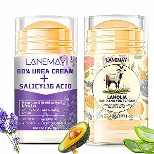 Набор кремов для рук и ног Pack of 2 с козьим молоком и ароматом лаванды Urea 60% для интенсивного восстановления сухой и потрескавшейся кожи - Фото 1