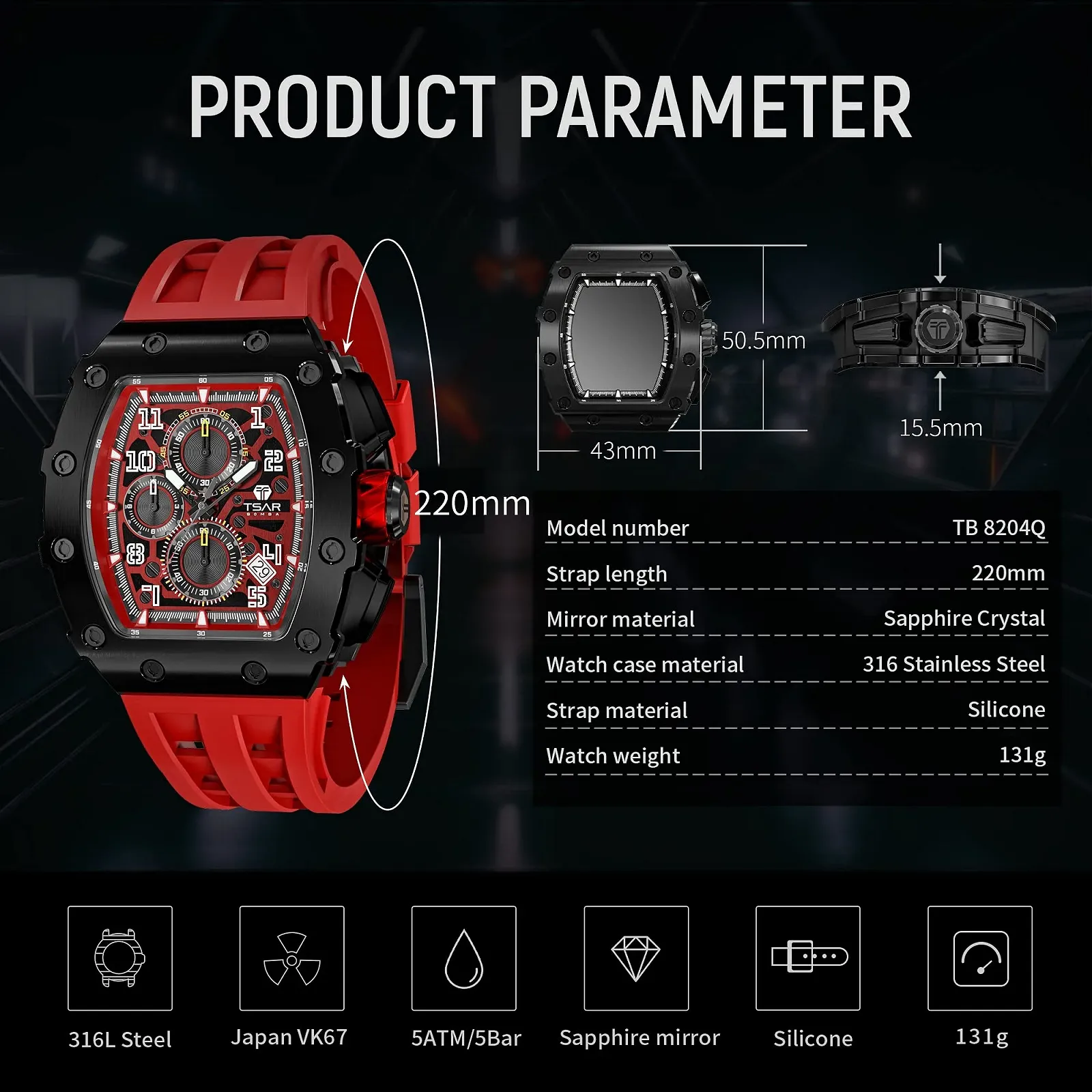 Мужские часы TSAR BOMBA Кварцевый Хронограф Водонепроницаемые Мужские часы Элегантность Нержавеющая сталь / Углеродное волокно / Бриллиантовый корпус / Смола / Бизнес / Спорт / На открытом воздухе / В помещении, фото №6 Мужские часы TSAR BOMBA Кварцевый Хронограф Водонепроницаемые Мужские часы Элегантность Нержавеющая сталь / Углеродное волокно / Бриллиантовый корпус / Смола / Бизнес / Спорт / На открытом воздухе / В помещении, фото №6