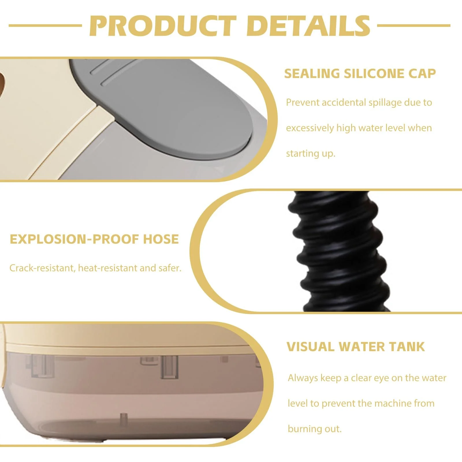 Пароочиститель ручной 1200 Вт 300 мл 3,0 бар с 8 аксессуарами, фото №5