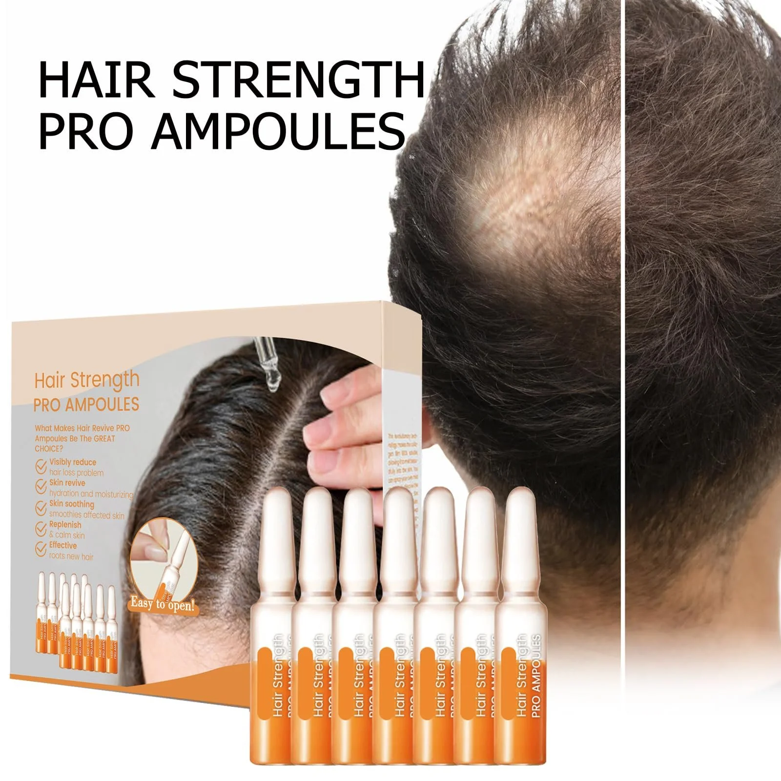 Ампули для зміцнення волосся Tkekruh 7 x 2 мл, Сироватка для росту волосся, Засіб для росту волосся для жінок і чоловіків, фото №6