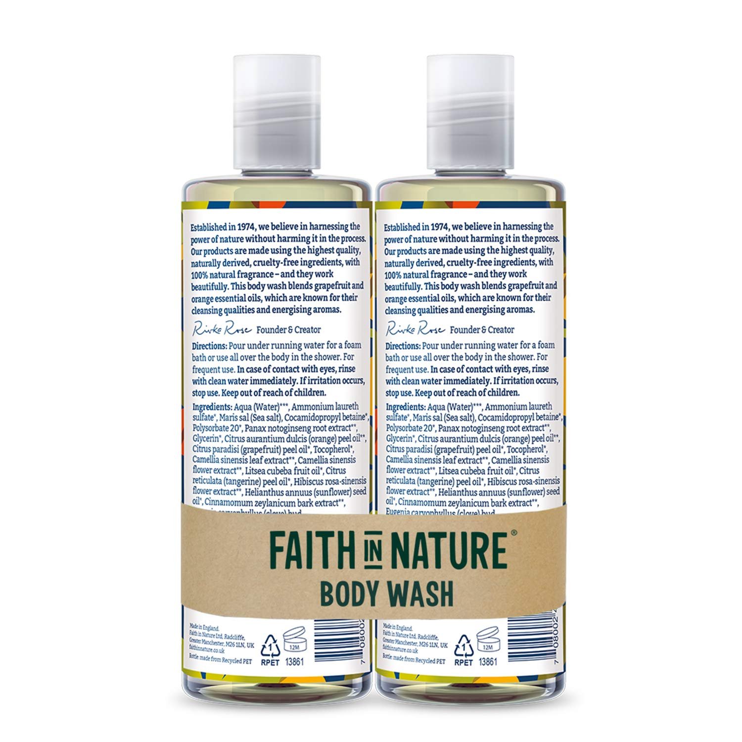 Гель для душу Faith In Nature Natural Grapefruit & Orange 2 х 400 мл, фото №2