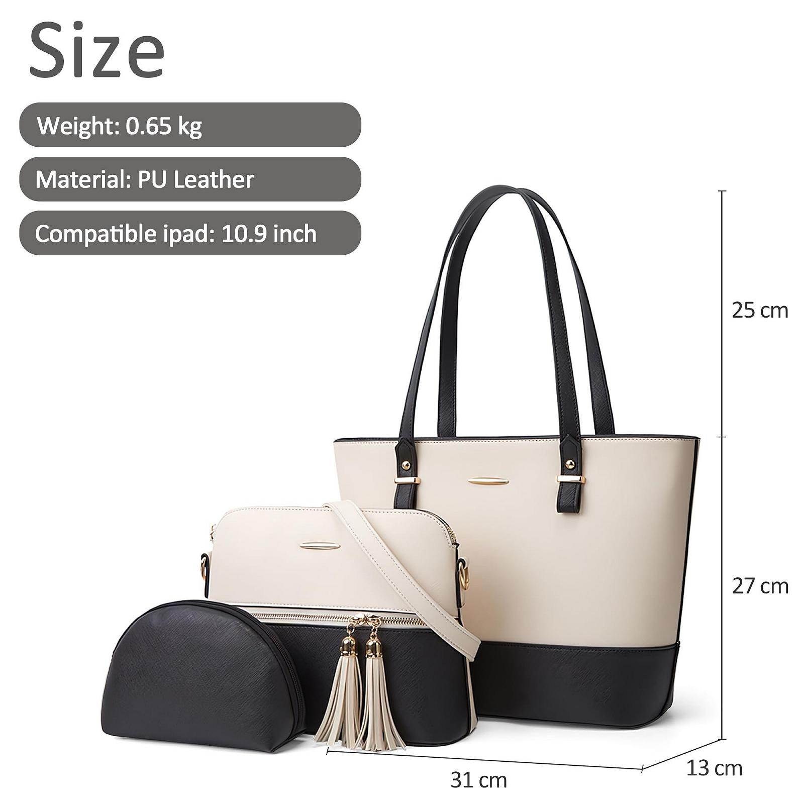 Набор Сумок DORRISO, 3 шт, из ПУ кожи, белая с черным, фото №6