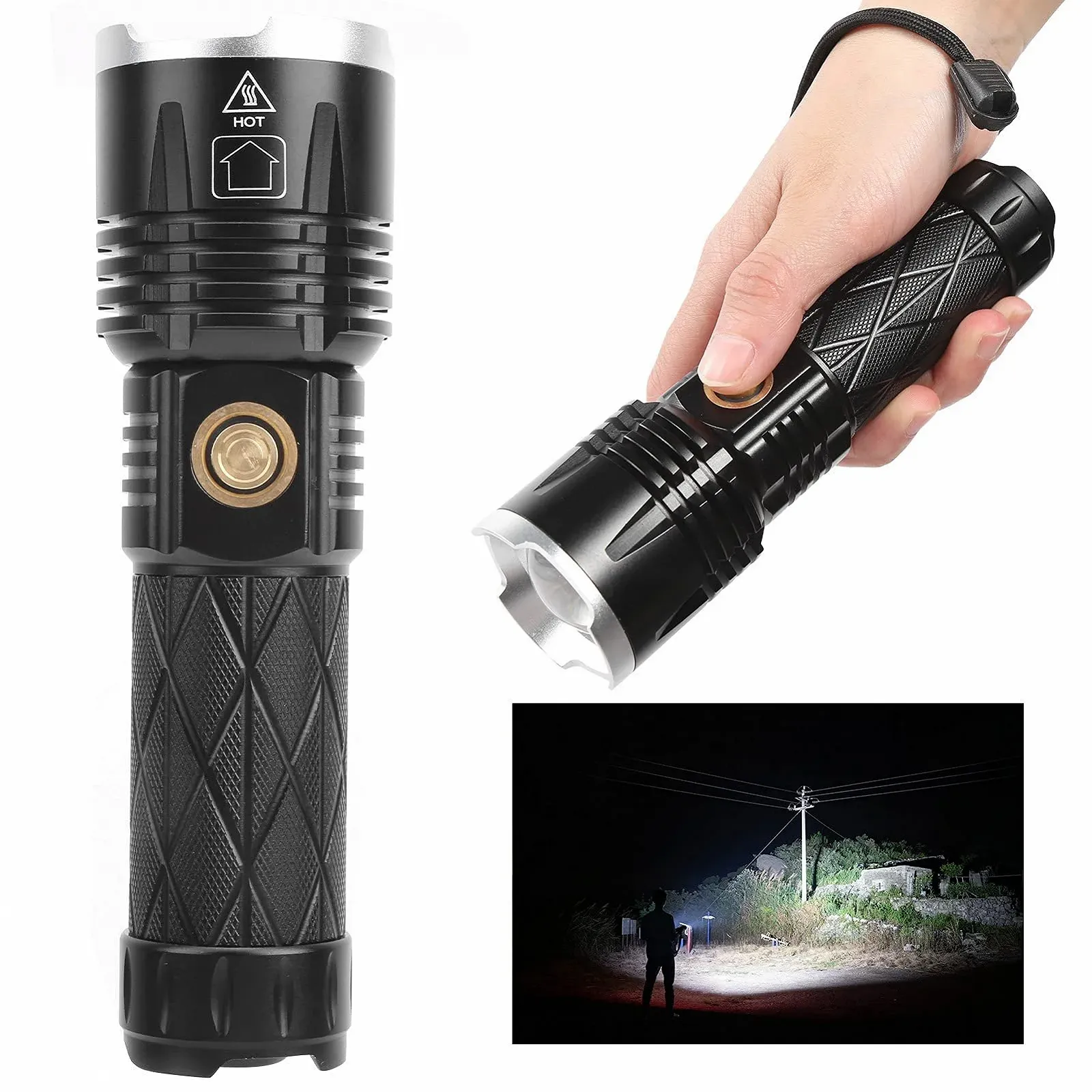 Фонарь Type C перезаряжаемый XHP90 Диммируемый Многофункциональный ручной Tramp Легкий 1800лм для кемпинга аварийный алюминиевый сплав уличный 16 см, фото №2