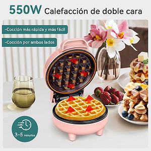 Вафельница SNAILAR Mini Бельгийская, 550 Вт, розовая synthetic.ua - Фото 1