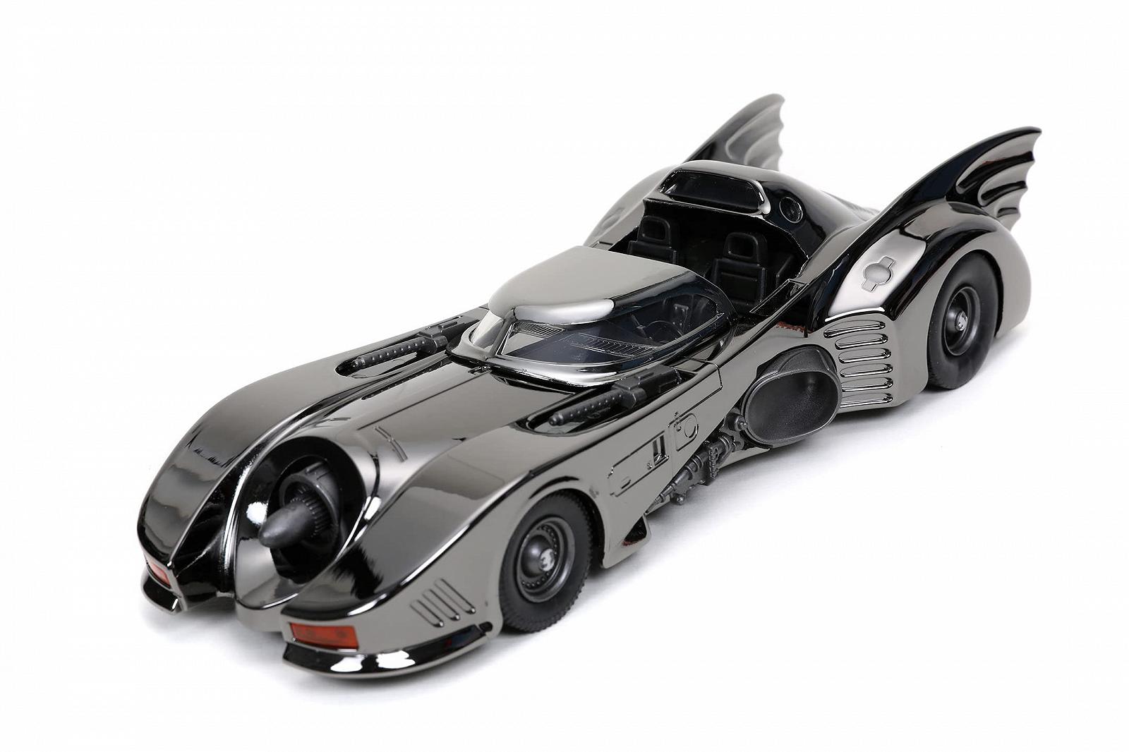Модель автомобіля Jada Toys Next Level 1989 Batmobile 1:24 Відкритий кокпіт, відкидні гармати, відкритий багажник, включає фігурку Бетмена, спеціальне видання, індивідуально пронумерована упаковка, чорний хром, фото №6