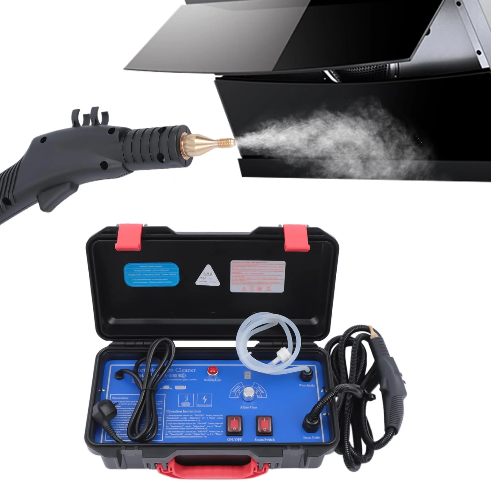 Пароочисник 3000 W 3-3.5 Bar 43 x 24 x 19 cm Високотемпературний для автомобіля, фото №1