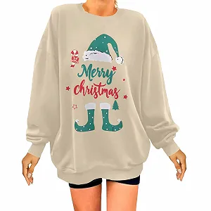 Женская толстовка с рождественской блузкой, Пуловер для женщин, Рождественская толстовка с графикой счастливой рождественской елки, Рождественский джемпер с длинными рукавами, Худи, 2025, Зимняя толстовка для женщин - Фото 1