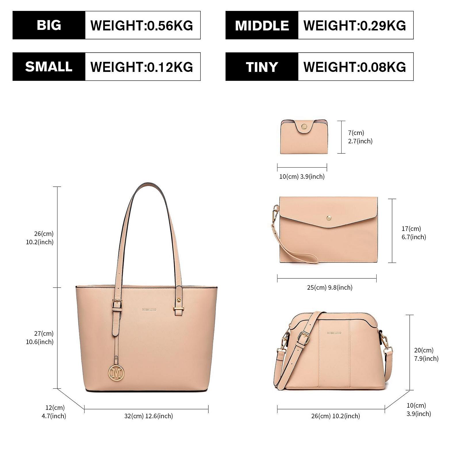 Жіноча сумка Miss Lulu, набір 2, 3 або 4 предмети, для офісу, школи, шопінгу, подорожей, подарунок, фото №3