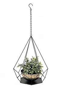 Подвесная корзина DanDiBo 96095 L металлическая настенная с горшком 76 см Черный/Серебристый - Фото 1