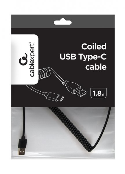 Кабель спіральний Cablexpert CC-USB2C-AMCM-6 USB 2.0 A-тато / С-тато, фото №3