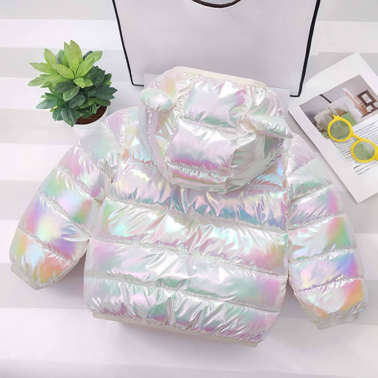 Куртка стеганая EQWIGKEIT для девочек и мальчиков, теплая пуховая куртка, легкая зимняя детская куртка унисекс с капюшоном, фото №2