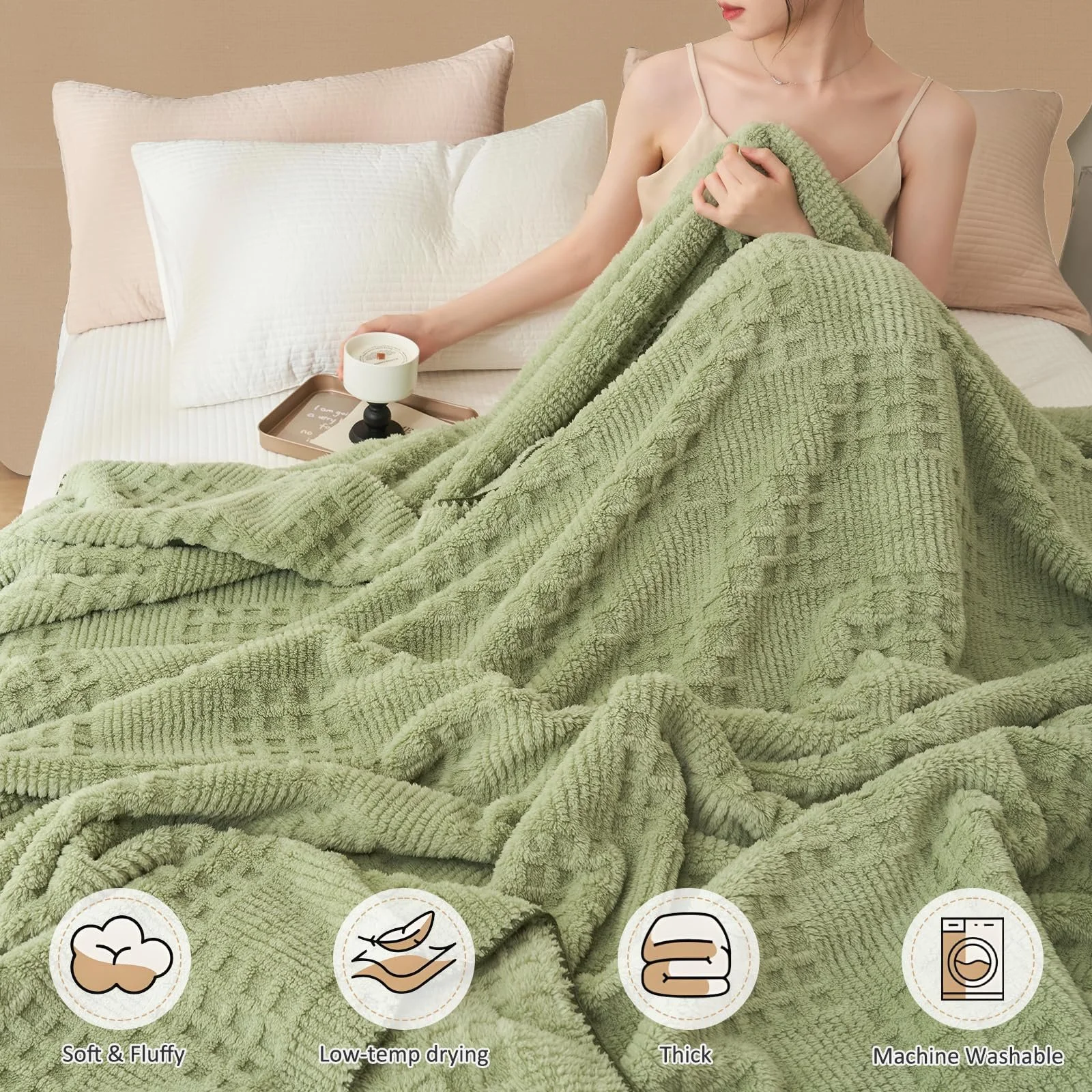 Плед Bibykivn Мягкий плед 150 x 200 см, Пушистый плед, Мягкое вафельное пике, Зеленый, 150, фото №3 Плед Bibykivn Мягкий плед 150 x 200 см, Пушистый плед, Мягкое вафельное пике, Зеленый, 150, фото №3