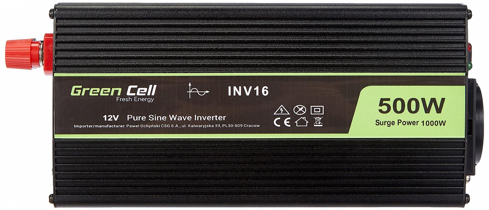 Инвертор Green Cell® 500 Вт / 1000 Вт 12 В до 230 В Pure Sine Volt Преобразователь Напряжения для Авто Инвертор Чистый Синусоидальный Мощность Солнечный DC AC Преобразователь Трансформатор Тока Гнездо Прикуривателя, фото №4