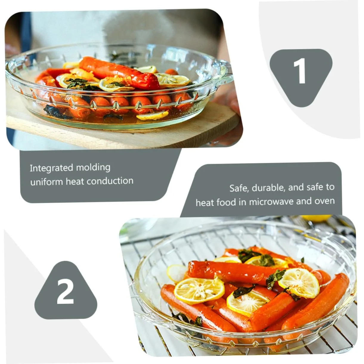 Тарілка для подачі Alipis Загартоване скло Термостійка Прозора для мікрохвильової печі, фото №6