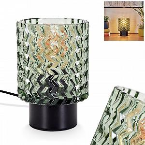 Настільна лампа Falgorosa Modern Vintage / Retro Design Метал / Скло Ø11 см E27 Чорний / Зелений - Фото 1