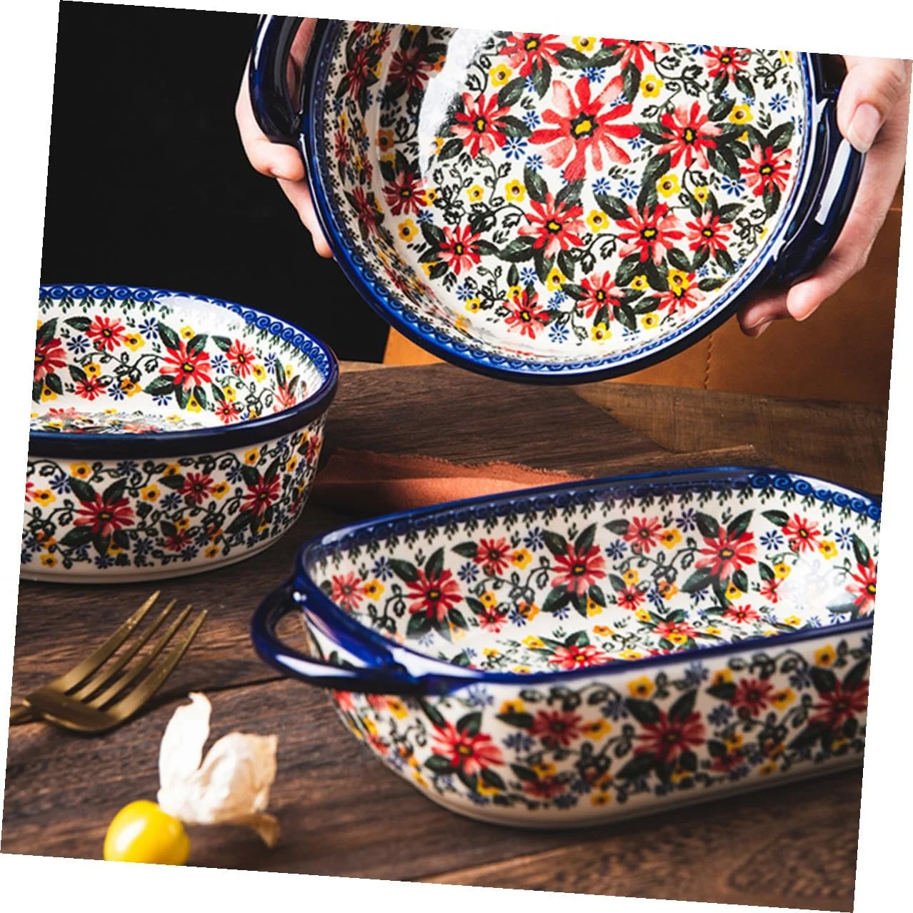 Форма для запікання польська кераміка прямокутна з подвійними ручками, фото №4