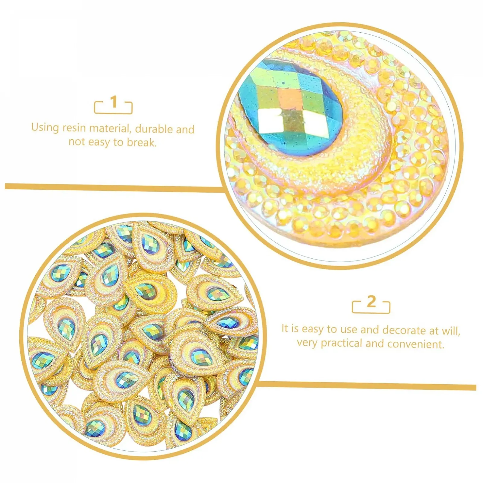 Прикраса для одягу Coheali 2 шт. Смола, павич, крапля води, аксесуари для прикрашання казкової тематики, фото №9